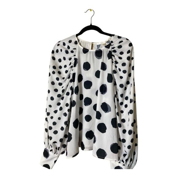 Polka Dot Blouse Mix Media Dots Size Small - Picture 2 of 8